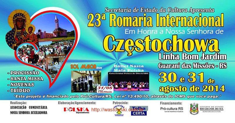 23ª Romaria Internacional à Nossa Senhora de Częstochowa - Frente